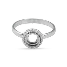 925 Sterling Silver Round Shape Open Design Handmade Blank Bezel Ring Jewelry