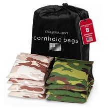 Weather Resistant Cornhole Bean Bags - 4 Green Camo  4 Desert Camouflage