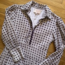 Hampton House Maxi Dress 100% Cotton Women’s Small Spring Geometric Cottagecore
