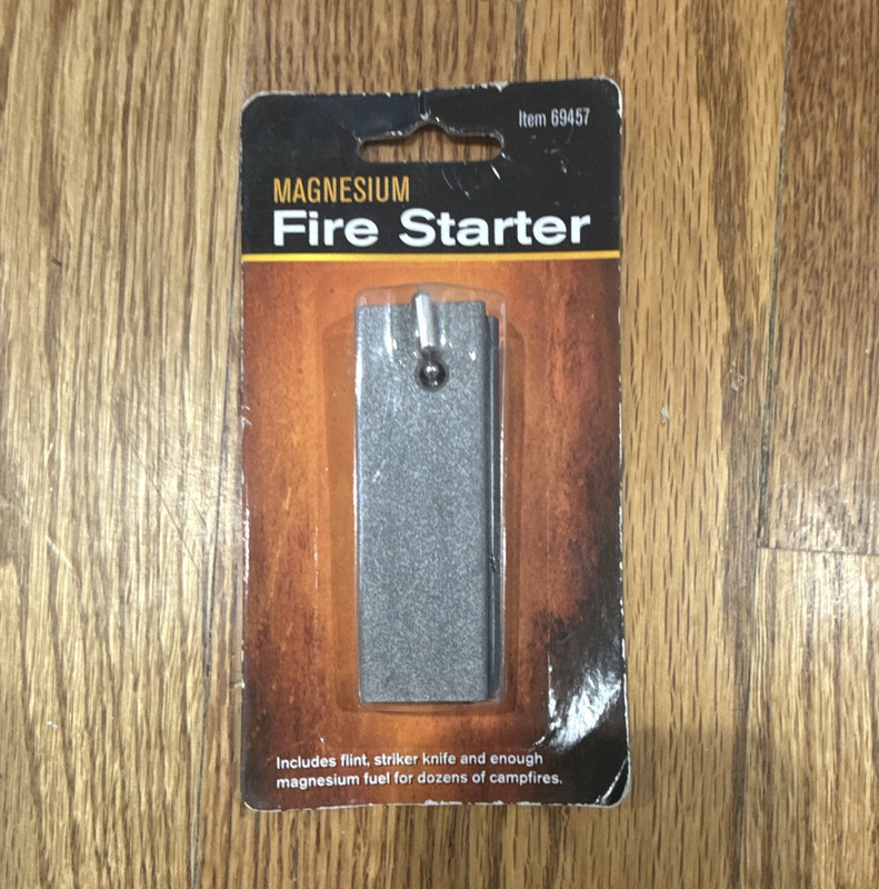 Magnesium Fire Starter w/ Flint & Striker Knife, Waterproof Silver, MPN 69457