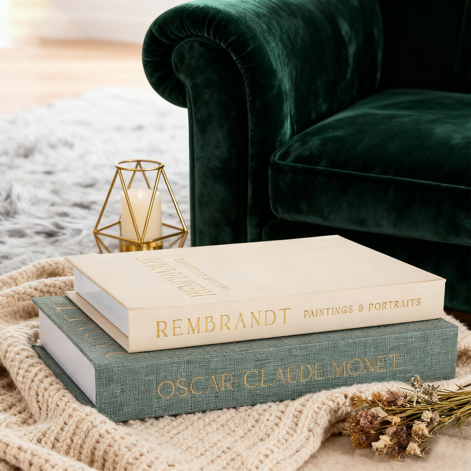 Decorative Books Set of 2, Beautiful Linen Book Boxes Decor Coffee Table Book...