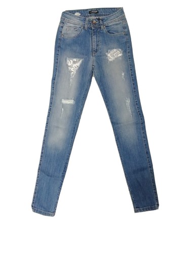 JEANS DONNA CHIARO CON STRAPPI E PIZZO MODELLO FIT SLIM J.RODINO TAGLIA 38  | eBay