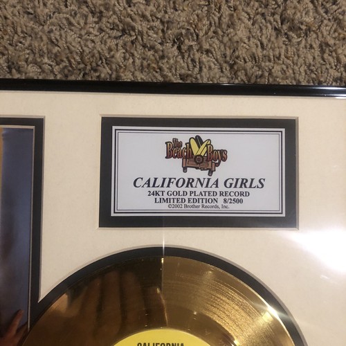 THE BEACH BOYS - CALIFORNIA GIRLS, 24 KT GOLD PLATED RECORD, FRAMED, MINT ! - 第 3/5 張圖片