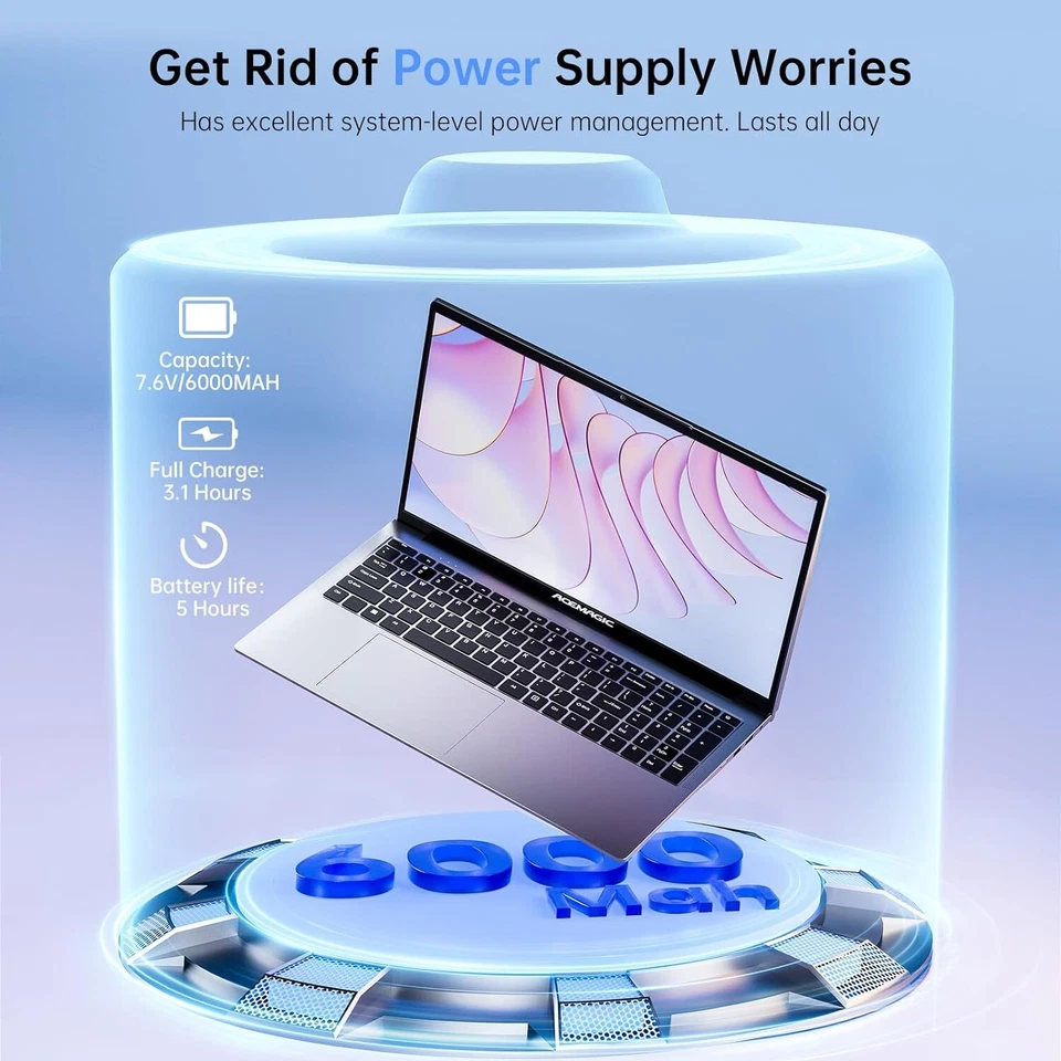 ACEMAGIC 17.3" Netbook 1080P FHD Laptop Intel N97 16GB RAM 512GB M.2 REFURBISHED - Image 3 of 4