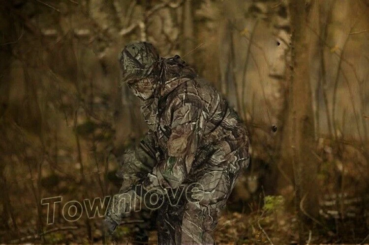 Mens New Bionic Camouflage Hunting Clothes Leaf Waterproof Jacket + Pants Suits - Image 4 of 4