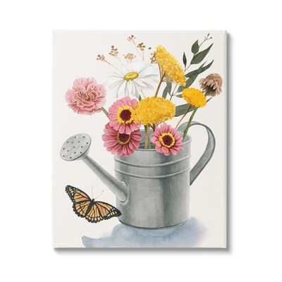 Traditional Watering Can Flower Bouquet Canvas Wall Art, Design by Grace Popp