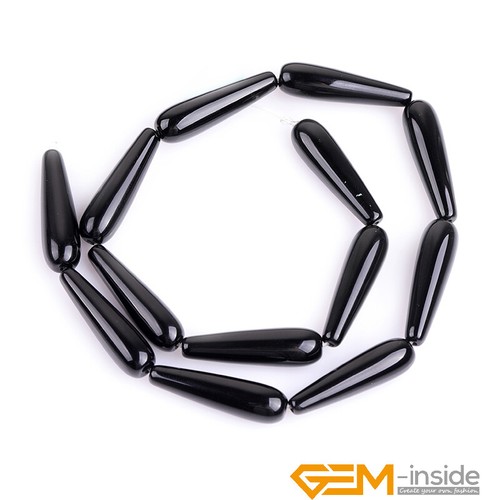 Assorted Shapes Natural Black Agate Gemstone Spacer Beads For Jewelry Making 15" - Picture 57 of 157