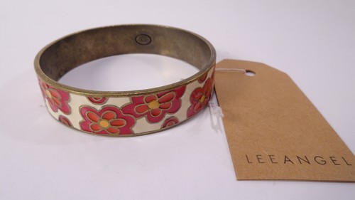 Lee Angel Vintage Women's Brass Enamel Red White Flower Cuff Bracelet NWT 200 - Picture 17 of 20