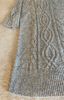 old navy cable knit sweater dress Old Navy Grey Cable Knit Wool Blend Turtleneck Sweater Dress Women's L