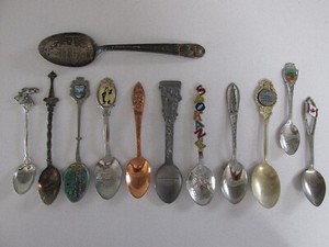 Vintage Souvenir Spoons Lot of 12 (Various Locales Themed)