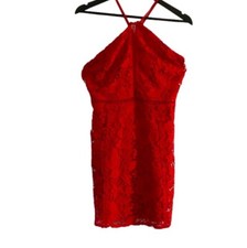 Urban Outfitters Red Crochet Lace Dress Halter Top Dress Large NWT