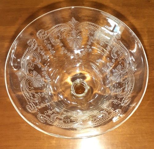 Set Of 4 Tiffin Franciscan Coronada Etched Glass Champagne Sherbet Yellow Stems - Picture 5 of 5