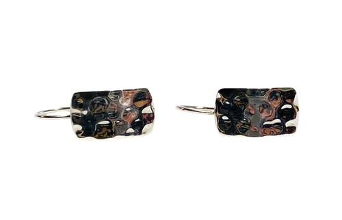 VTG Retired Silpada Sterling Silver Hammered Rectangular French Hook Earrings - Picture 19 of 24