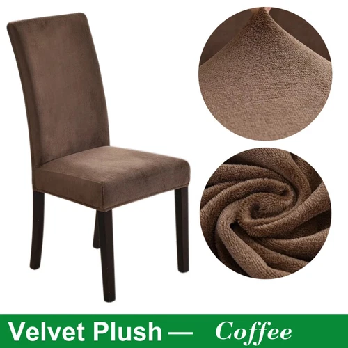 Velvet Chair Cover for Dining Room Elastic Thick Velvet Chair Cover 1/4/6/8 Pcs - Picture 12 of 42