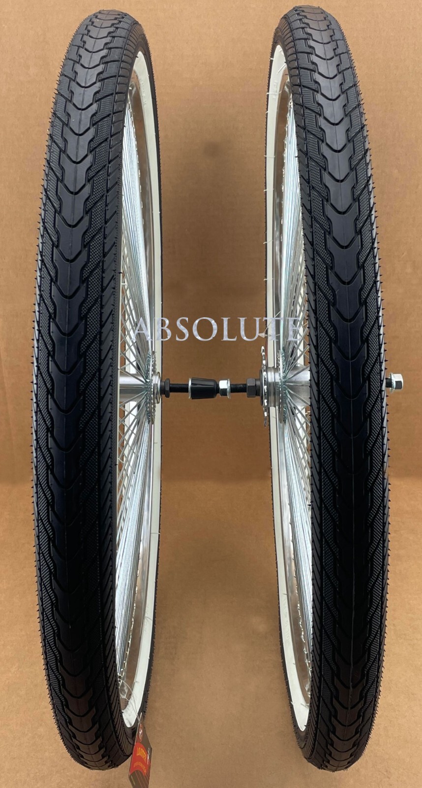 VINTAGE LOWRIDER 26" 144 SPOKE CHROME DAYTON RIM SET W/WHITEWALL EASY