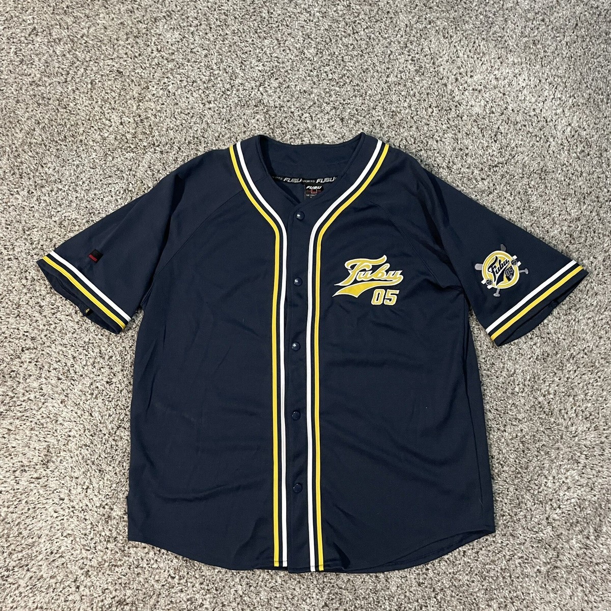 FUBU MA−1 FUBU MA−1 Vintage FUBU The Collection Mesh Baseball Button Jersey