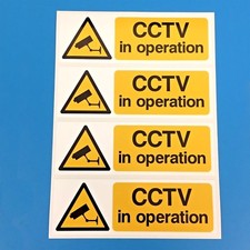 CCTV WARNING SECURITY STICKERS, Pack of 4, 2 Sizes To Choose From