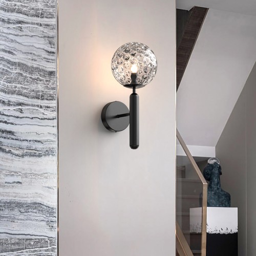 LED Wall Light Modern Simple Bedside Wall Lamp Black Glass Shade w/ LED G9 Bulb - Picture 3 of 10