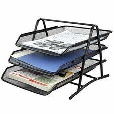 Tidy Storage Wire Mesh Document Tray - A4 Paper Organiser Doc Desk for Office