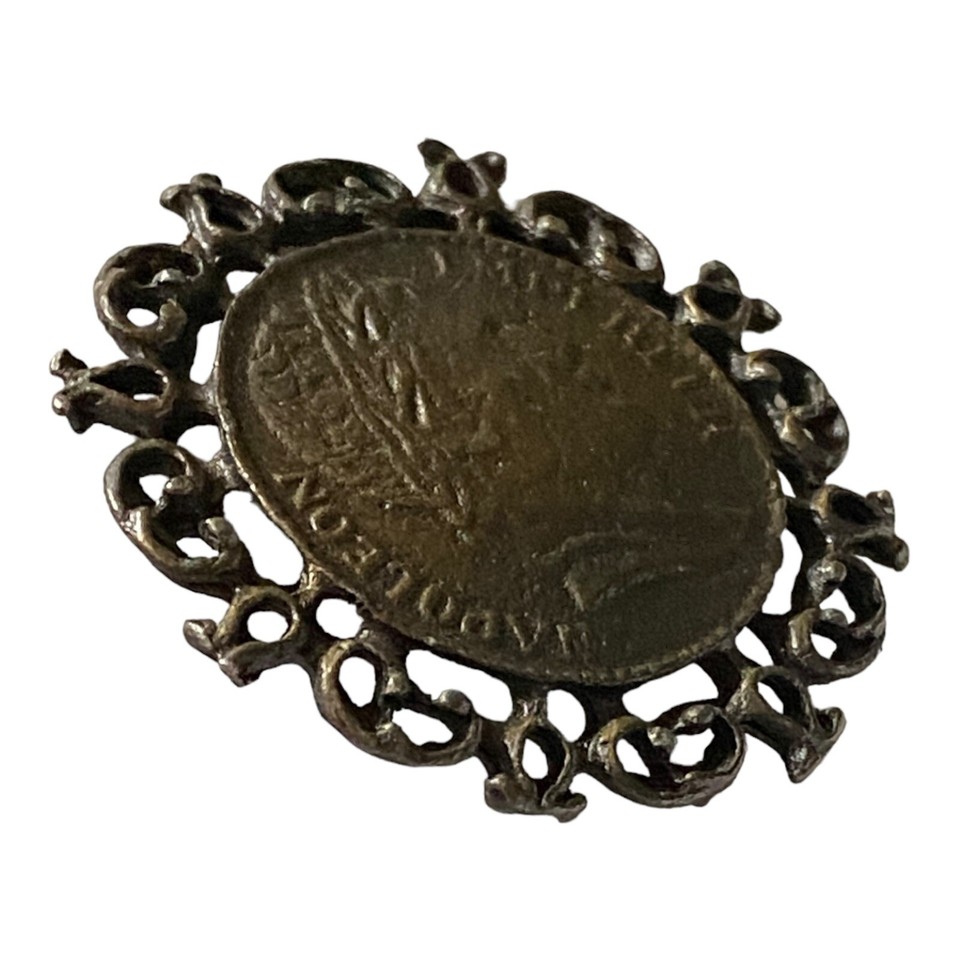 Antique Napoleon Empereur Coin Clip Brad Brooch Collar Jacket Pin
