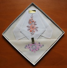 2 Taschentücher Mouchoirs Winkler Schweizer Stickerei 100% Baumwolle