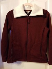 Talbots Full Zip Sweater Jacket Burgundy Women's Size P