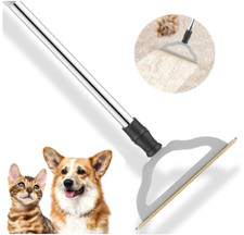 Pet Hair Remover Rake with Long Handle   Reusable Carpet Fur Removal Tool