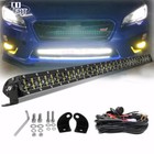Fit 15-19 Subaru WRX STI Hidden Bumper 32'' 800W LED Light Bar Spot Flood + Wire
