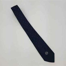 Lilly Dachi Mens Necktie Blue Stripe Geometric Coat Of Arms 56.5 X 3