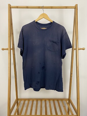 VTG Fruit Of The Loom Gradient Sun Faded Pocket Front T-Shirt Size 2XL