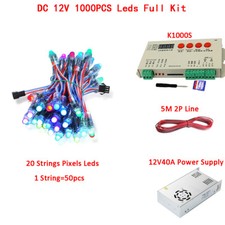 DC12V WS2811 Pixels Digital LED String Lights Waterproof RGB Full Color 12MM