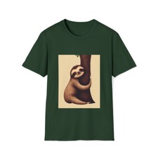 sloth Unisex Softstyle T-Shirt brown green white sizes small - 4xl