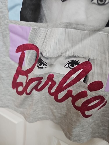 Mattel Barbie Woman’s T-shirt Gray Color Block Size L - Picture 2 of 4