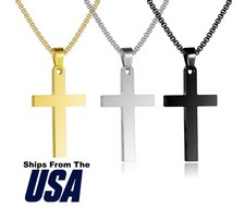 Simple Stainless Steel Cross Pendant Chain Small Necklace Children Boy Girl Gift