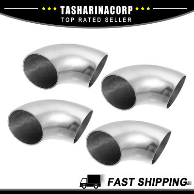 4pcs OD 2Inch 90Degree Mandrel Bend Elbow Stainless Steel Universal Exhaust Pipe