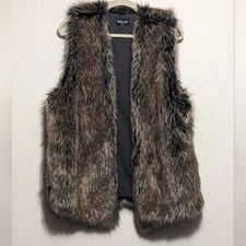 Splendid Westhaven Brown Faux Fur Oversized Open Vest - size Small
