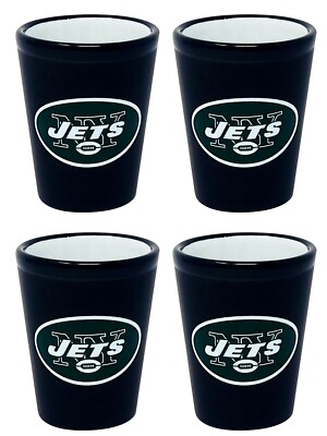 New York Jets NFL 2 Oz Ceramic Shot Glasses Set 4 Pack | eBay