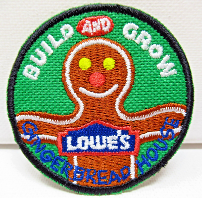 #ad Lowe’s Patch Build and Grow Gingerbread House Kids Workshop Badge Sew On $5.95