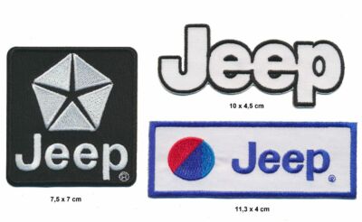 JEEP Patches Aufnäher 3 Stück Auto Offroad Wrangler Grand Cherokee 4x4 white