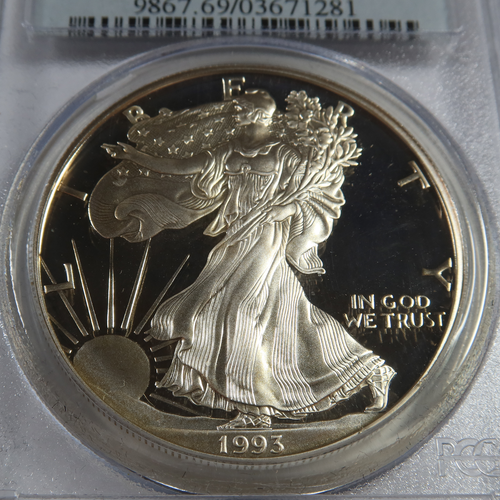 1993 P PCGS PR69 DCAM Proof - 1 oz Silver American Eagle SAE $1 US Coin #53931A - Picture 2 of 3