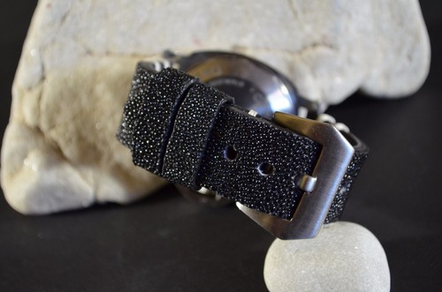 CORREA RELOJ 26 24 22MM GENUINA PIEL PEZ RAYA NEGRO BLANCO APTA PANERAI MA STRAP - Imagen 6 de 12