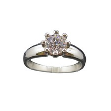 Genuine Sterling Silver Solitaire Ring Solid Hallmarked 925 6mm Cubic Zirconia