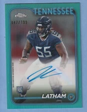 2024 Topps Chrome Rookie Autographs Aqua Refractor #RA-JLA JC Latham 047/199
