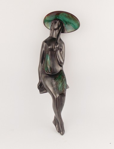 Rare Vintage 1960s Ceramic Wall Hanging Lady w Umbrella by JItka Forejtova Czech - 第 1/6 張圖片