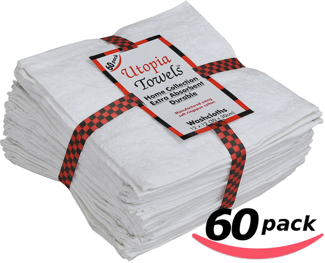 Utopia Towels Cotton Washcloths, 60 Pack, White eBay
