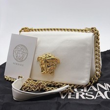 Borsa a tracolla Versace Medusa patta catena pelle bianca usata autentica