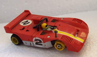 Vtg Aurora HO Slot Car #2 FERRARI T4 HEUER Formula 1 Red  Missing 2 tires