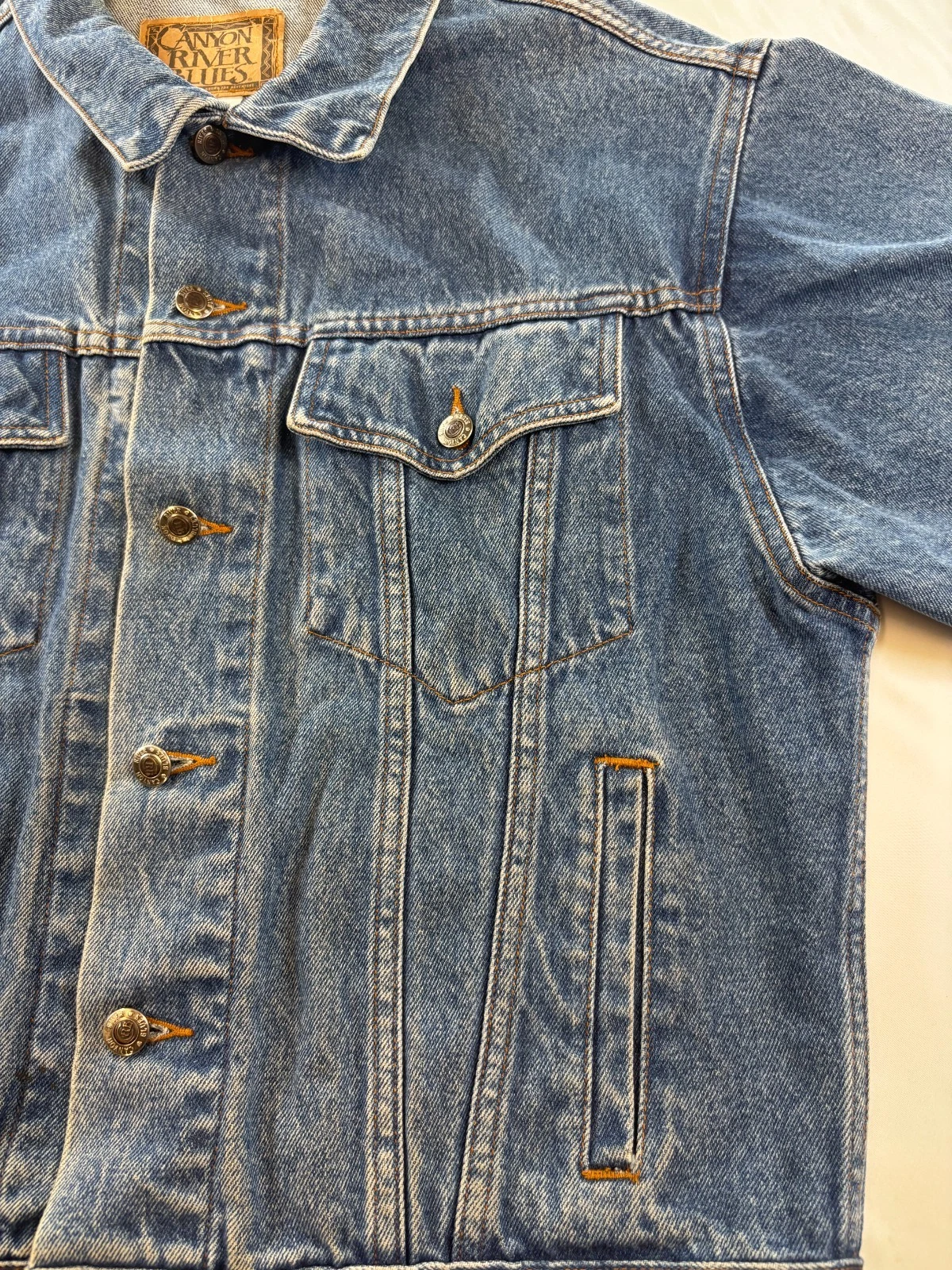 Vintage 90s Sears Canyon River Blues Denim Jacket Mens Sz Medium 100% Cotton image 6