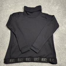 Nike Pullover Womens M Dri-FIT Funnel Neck Black Branded Hem Good
