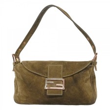 Auth 6dd4358 FENDI Handbag Suede Brown Pink Gold metal fitting Pre-owned ...